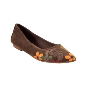 Embroidered Floral Mustard Women's Loafers
